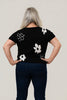 Image of Steven Guy Daisy Intarsia Short Sleeve Sweater - Black/White
