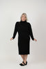 Image of Steven Guy Turtleneck Sweater Knit Midi Dress - Black