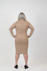 Image of Steven Guy Turtleneck Sweater Knit Midi Dress - Tan