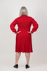 Image of Steven Guy Pleated Skirt Mock Neck Fit & Flare Sweater Dress - Red
