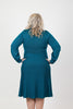 Image of Steven Guy Pleated Skirt Mock Neck Fit & Flare Sweater Dress - Teal
