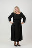Image of Steven Guy Embellished Jersey Knit Sash Belt Midi Dress - Black/Gold