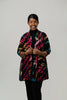 Image of Steven Guy Open Front Abstract Print Cardigan - Black/Rainbow