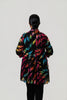 Image of Steven Guy Open Front Abstract Print Cardigan - Black/Rainbow