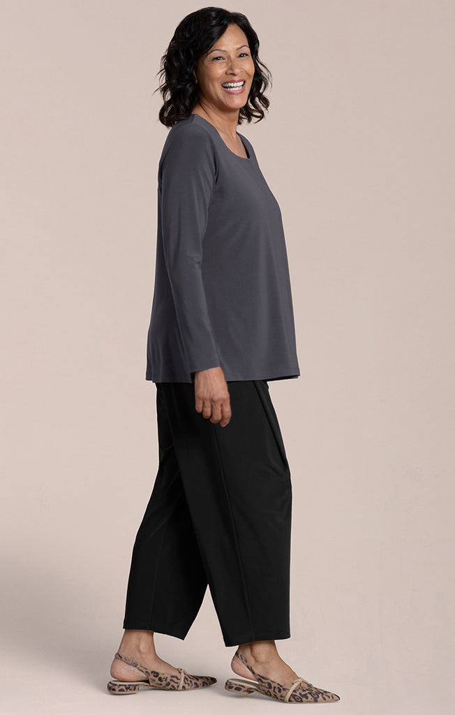 Sympli Soft Square Neck Top 3/4 Sleeve - Black Pearl
