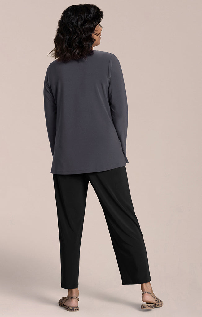 Sympli Soft Square Neck Top 3/4 Sleeve - Black Pearl