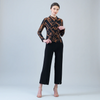Image of Clara Sunwoo Abstract Print Tie Front Top - Black/Brown