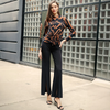 Image of Clara Sunwoo Abstract Print Tie Front Top - Black/Brown