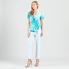 Image of Clara Sunwoo Ocean Petals Print Surplice Side Tie Top - Turquoise/Multicolor