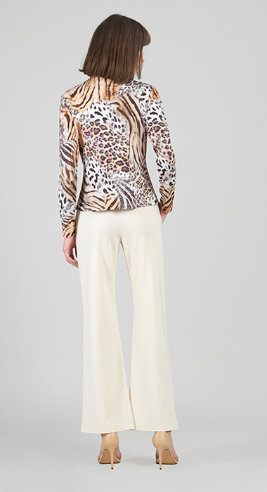 Clara Sunwoo Animal Print Relaxed Cowl Neck Tie Front Top - Cheetah