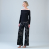 Image of Clara Sunwoo Dotted Line Print Signature Palazzo - Black/Taupe