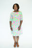 Image of Tabi Elbow Sleeve Floral Print Back Lattice Cotton A-Line Dress - Find the Bees Print