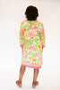 Image of Tabi 3/4 Sleeve V-Neck Cotton A-Line Dress - Flamingo Island Print