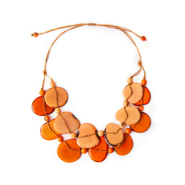 Tagua by Soraya Cedeno Iliana Necklace - Peach/Orange