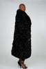 Image of Tosato Sculpted Fox Fur Coat with Adjustable Side Slits - Black