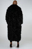 Image of Tosato Sculpted Fox Fur Coat with Adjustable Side Slits - Black
