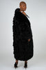 Image of Tosato Sculpted Fox Fur Coat with Adjustable Side Slits - Black