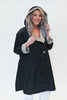 Image of UbU Reversible Button Front Hooded Parisian Raincoat - Black/Light Grey *Take an Extra 20% Off*