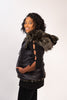 Image of Rippe's Furs Reversible Sculpted Hooded Mink Vest with Fox Fur Trim - Army Green