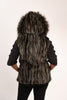 Image of Rippe's Furs Reversible Sculpted Hooded Mink Vest with Fox Fur Trim - Army Green