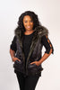 Image of Rippe's Furs Reversible Sculpted Hooded Mink Vest with Fox Fur Trim - Army Green