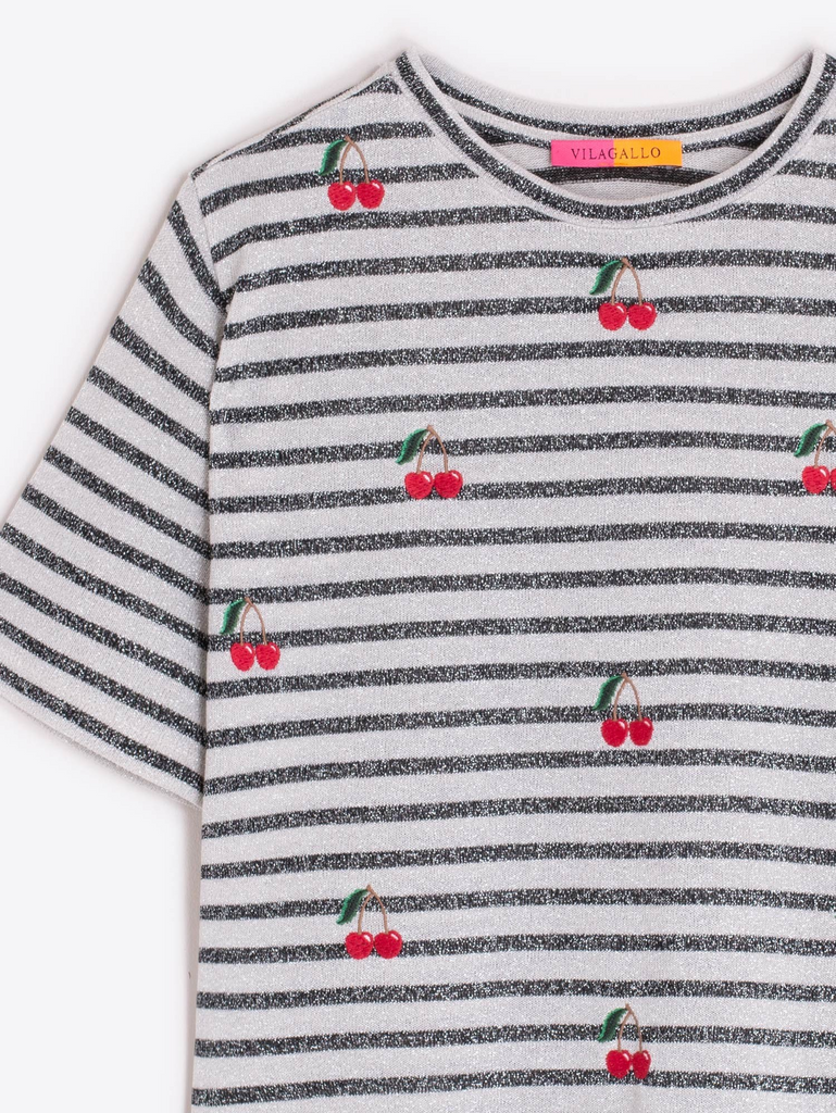 Vilagallo Amalia Lurex Stripe Tee - Multi