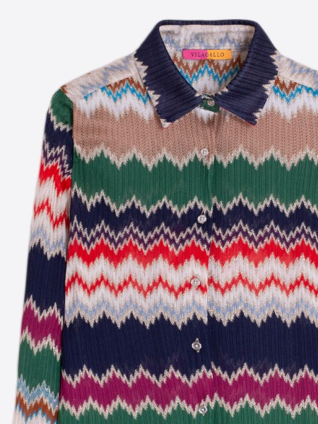 Vilagallo Mariela Chevron Jacquard Shirt - Multi