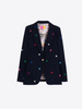 Image of Vilagallo Heather Star Embroidery Denim Blazer - Navy