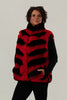 Image of Volare Chinchilla-Dyed Chevron Rex Rabbit Fur Vest - Red/Black
