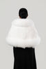 Image of Volare Fox Fur Trim Sectioned Mink Fur Stole with Pockets - White