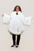 Image of Volare Leather Cape Jacket with Fox Fur Trim - White/White