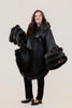 Image of Volare Leather Cape Jacket with Fox Fur Trim - Black/Snow Top