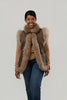 Image of Volare Finn Raccoon Fur Trim Leather Vest - Tan