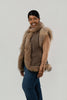 Image of Volare Finn Raccoon Fur Trim Leather Vest - Tan
