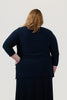 Image of YNot Round Neck 3/4 Sleeve Tunic Top - Navy