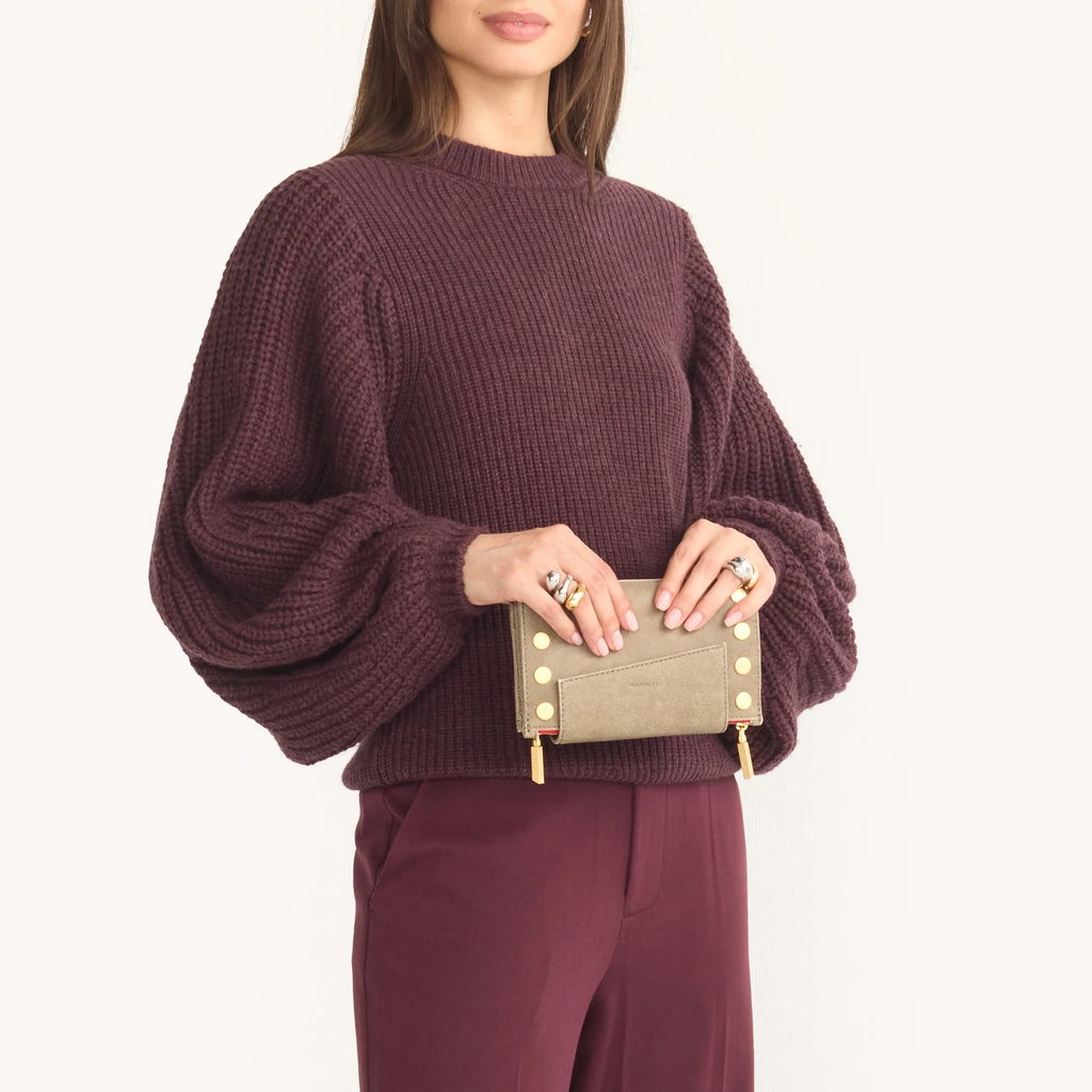 Hammitt Levy Wallet - Pewter/Brushed Gold/Red Zip