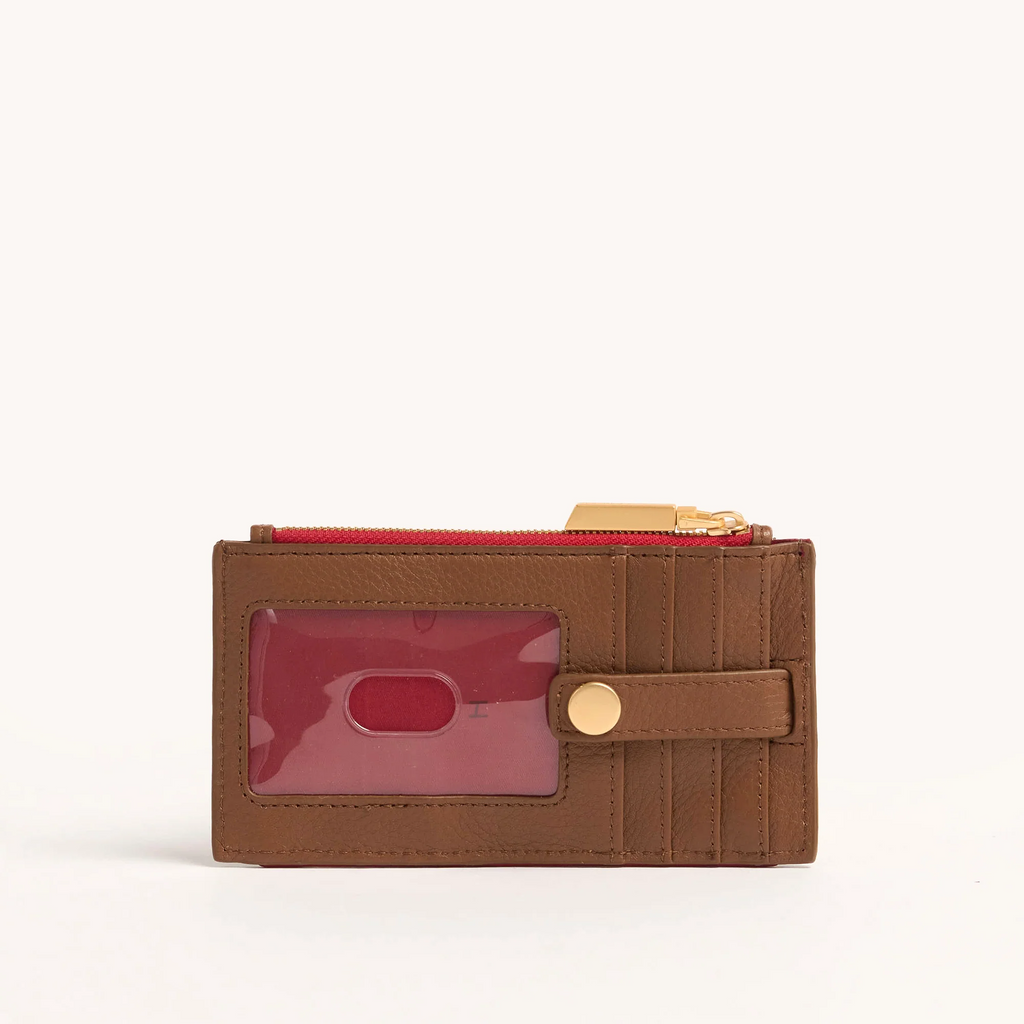 Hammitt 210 West Wallet - Mahogany Pebble/Brushed Gold/Red Zip