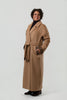 Image of Rafaello Double Breasted Belted Cashmere Blend Coat with Leather Trim - Pastore