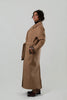 Image of Rafaello Double Breasted Belted Cashmere Blend Coat with Leather Trim - Pastore