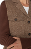 Image of Liverpool Shacket with Sweater Knit Sleeves - Brown/Camel Herringbone