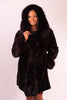 Image of Rippe's Furs Reversible Diamond Sheared Hooded Mink Fur Stroller with Fox Fur Trim - Brown