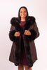 Image of Rippe's Furs Reversible Diamond Sheared Hooded Mink Fur Stroller with Fox Fur Trim - Brown