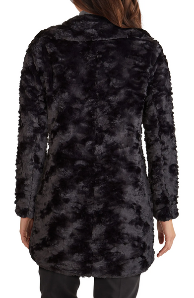 Kenneth Cole Plus Size Textured Faux Fur Coat - Black