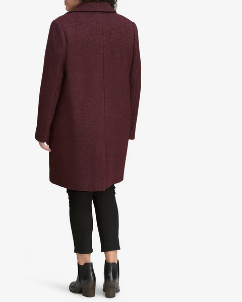 Marc New York Plus Size Paige Wool Blend Boucl Coat Burgundy Take an EXTRA 25 Off