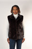 Image of Rippe's Furs 24" Long Hair Female Mink Fur Vest - Mahogany