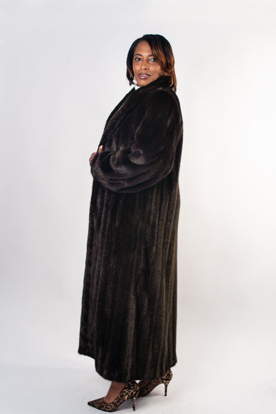 Rippe's Furs Mink Fur Jacket with Detachable Fox Fur Trim Hood - Mahogany BR-MAHAGAN / 12