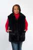 Image of Rippe's Furs 28" Leather Reversible Long Hair Female Mink Fur Vest - Black