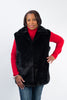 Image of Rippe's Furs 28" Leather Reversible Long Hair Female Mink Fur Vest - Black