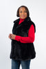 Image of Rippe's Furs 28" Leather Reversible Long Hair Female Mink Fur Vest - Black
