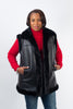 Image of Rippe's Furs 28" Leather Reversible Long Hair Female Mink Fur Vest - Black